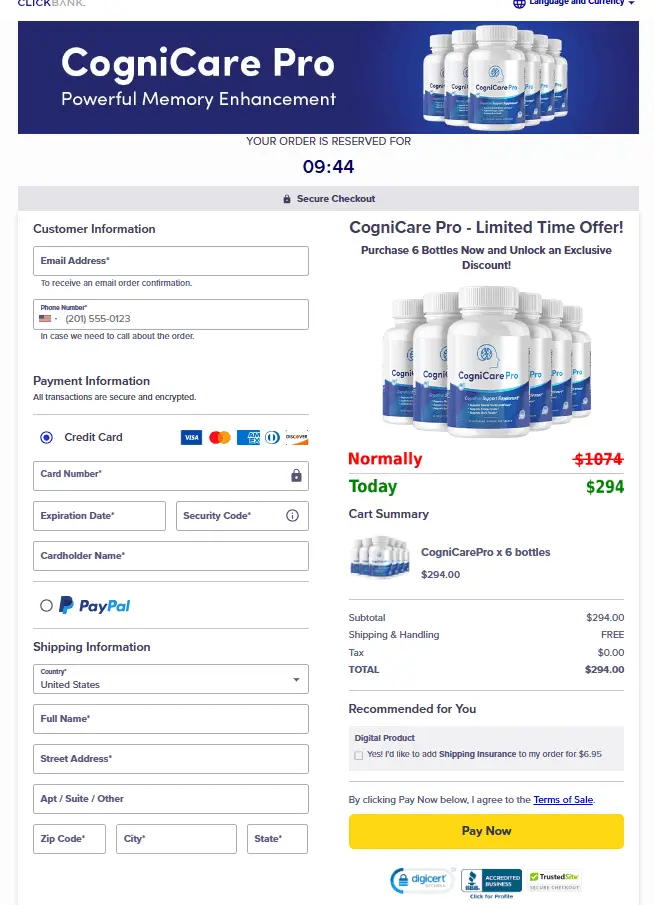 CogniCare Order Form